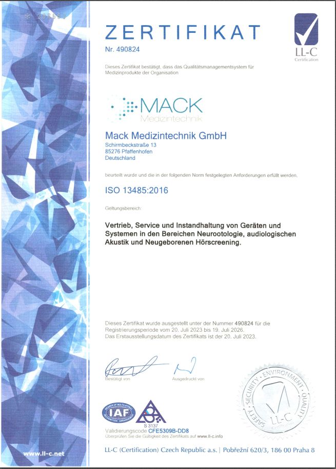 QM Zertifikat MackGmbH ISO 13485